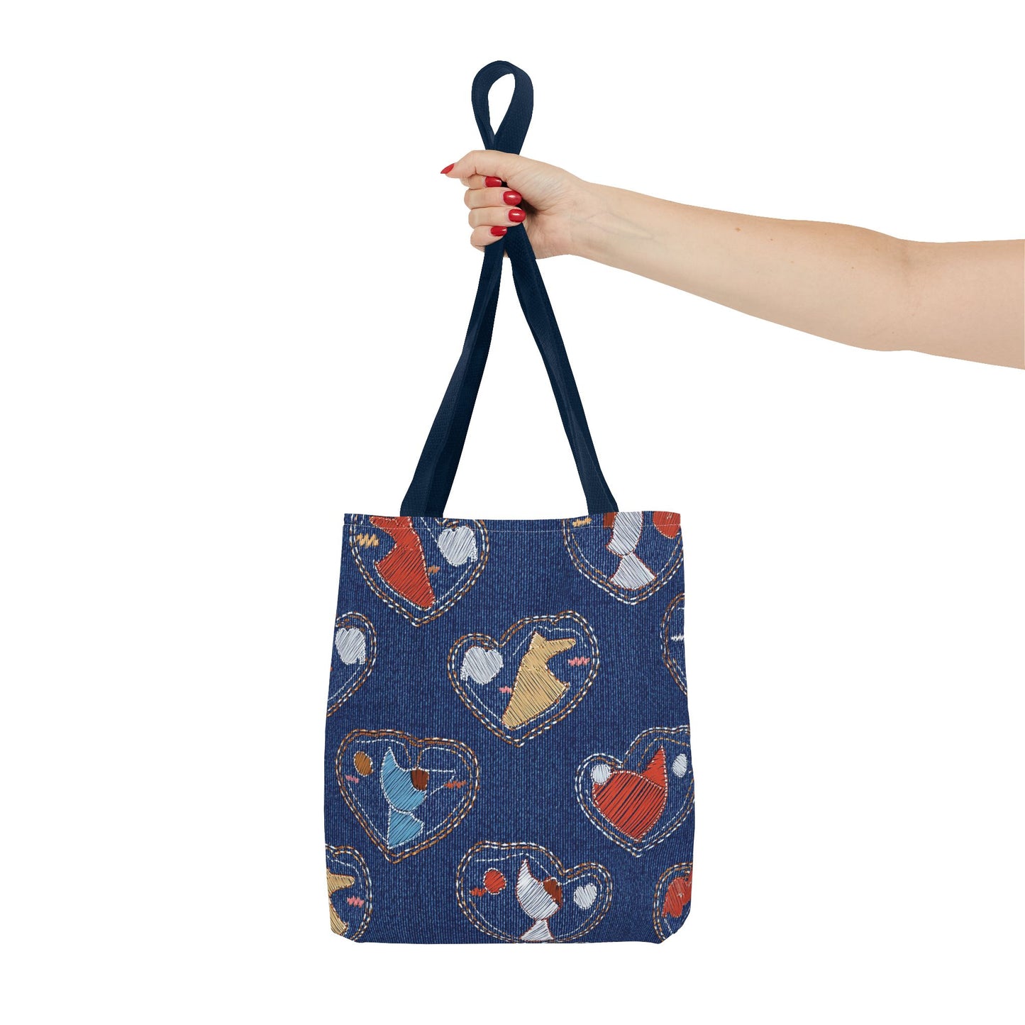 Love Day Graphic Design Denim Fabric Imitation Print Unisex Canvas Bag POLY 3 Sizes Tote Bag 201-12