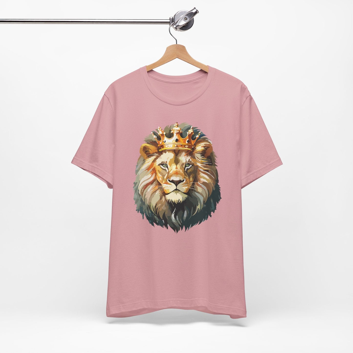 Lion with Crown Tee Unisex Cotton T-Shirt Regal King Lion Illustration, Wildlife Graphic Shirt - 1
