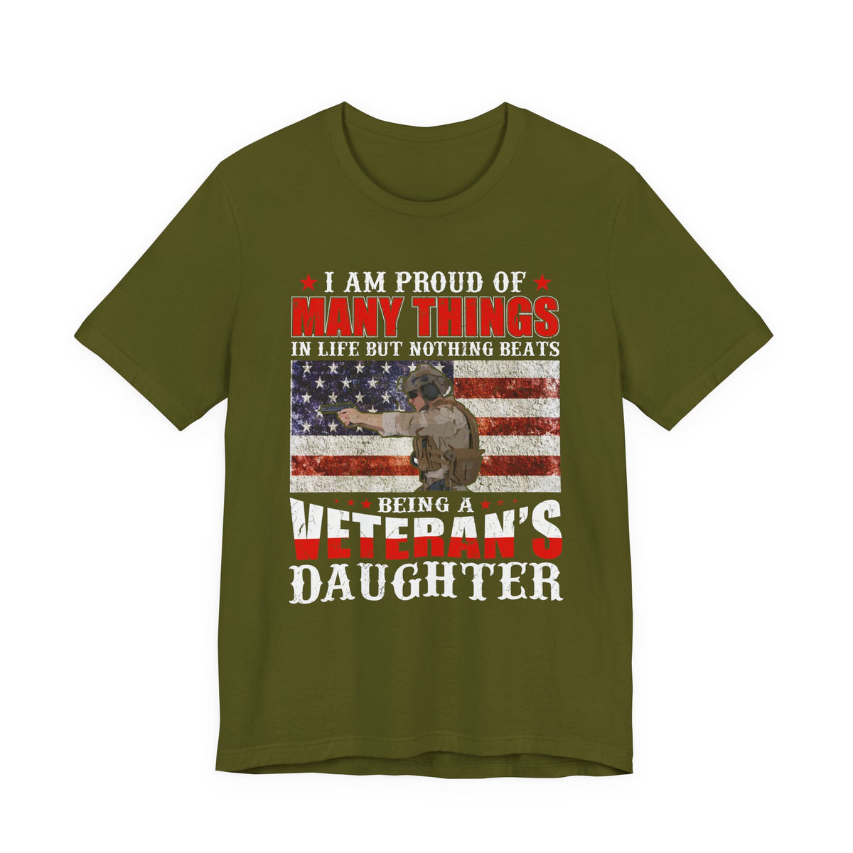 Veteran's Daughter T-Shirt American Flag Military Proud  Unisex Cotton Tee v28