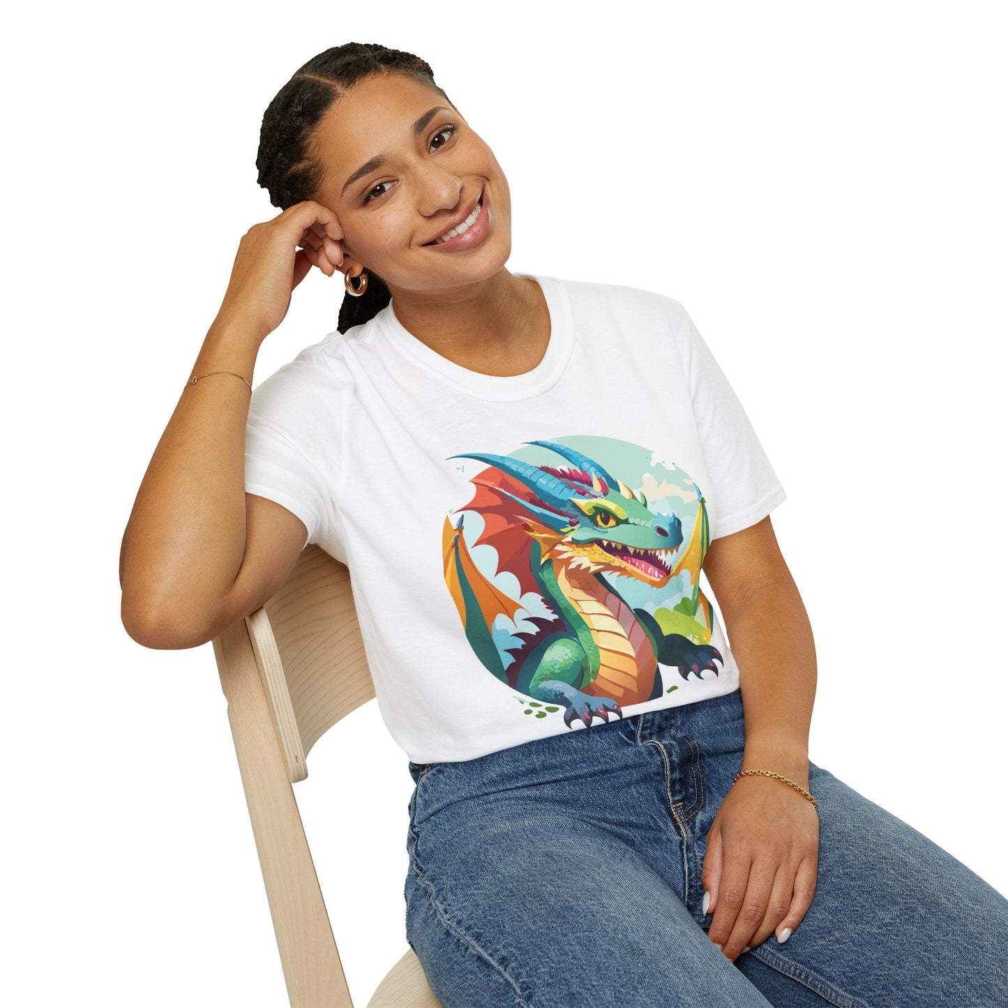 Unisex Dragon Graphic Tee By Gildan Softstyle 64000 Short Sleeve Cotton Tee Art Design