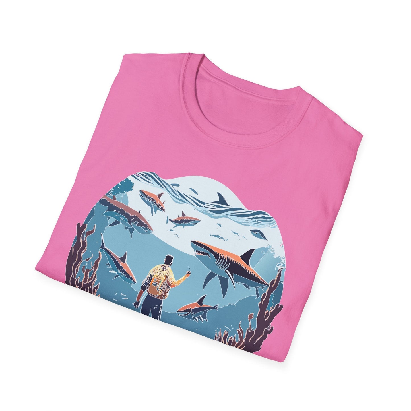 Ocean Theme Unisex Softstyle T Shirt 64000 Cotton Tee With Ocean Art Design Breathable