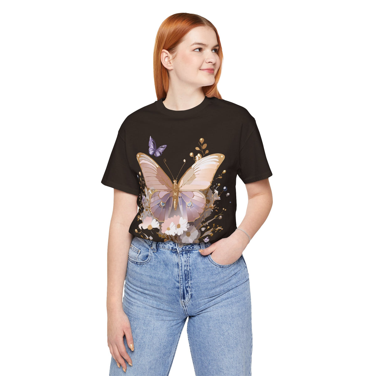 Butterfly Graphic Unisex Cotton Bella+Canvas Tee with Art Design n84