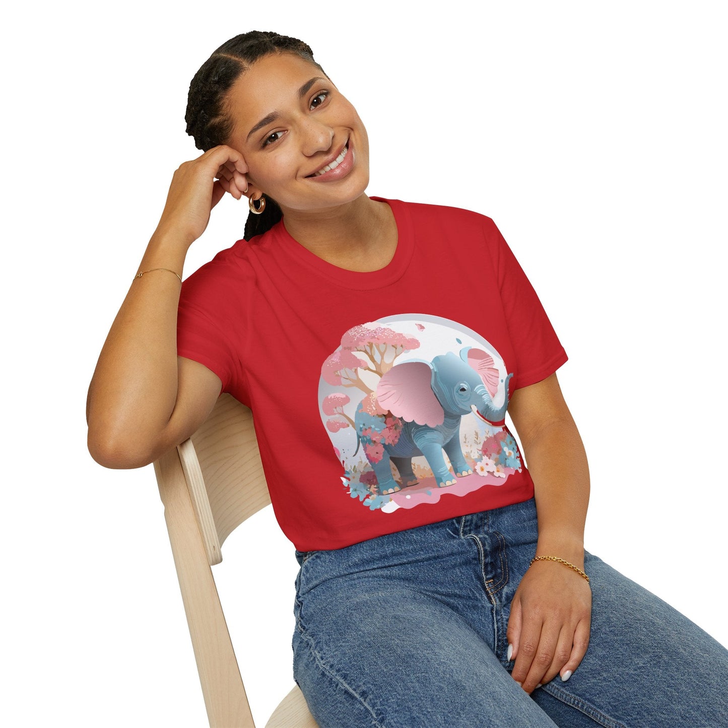 Unisex Elephant Graphic Tee Gildan Softstyle 64000 100 Percent Ring Spun Cotton Fabric