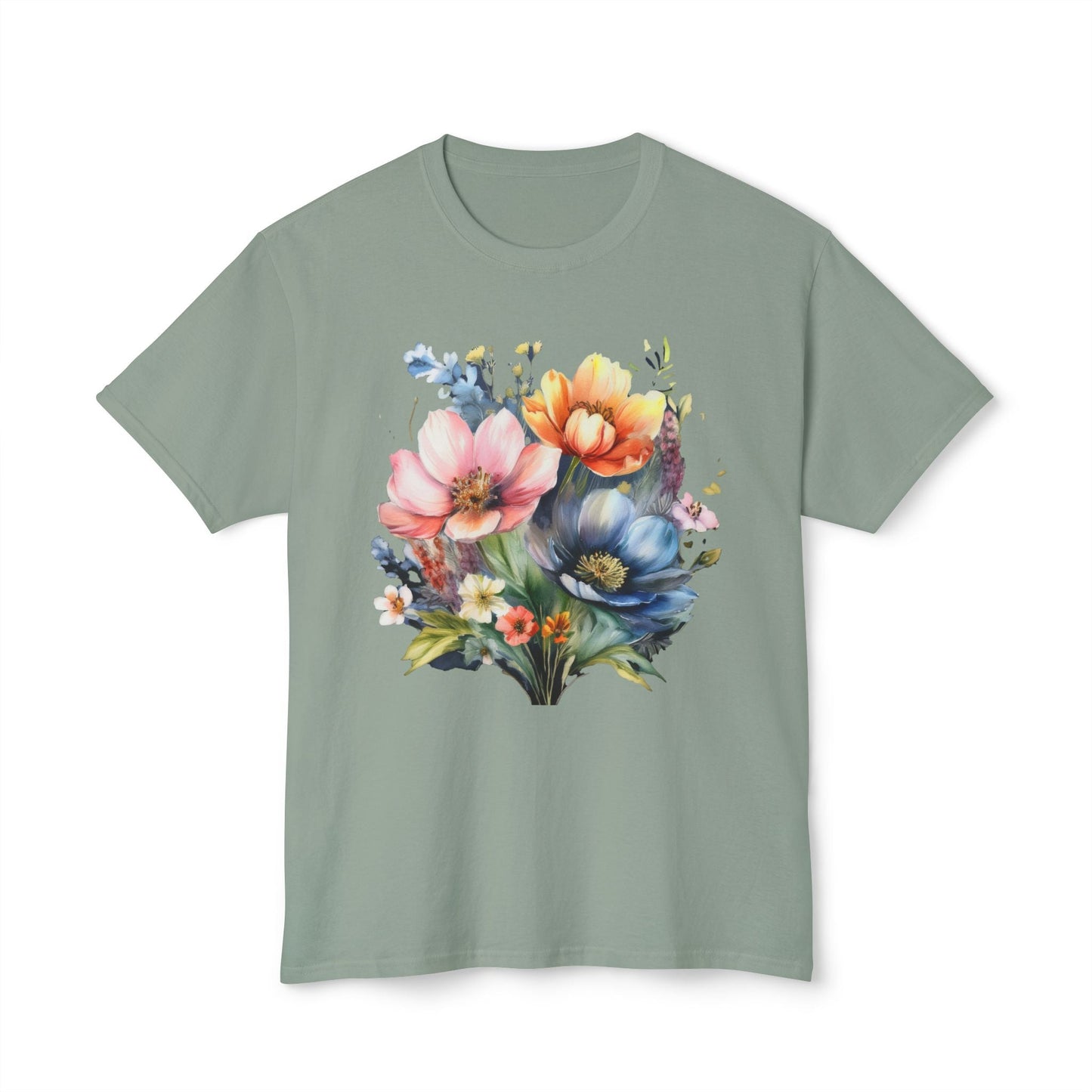 Floral T Shirt With Full Color Art Print Unisex HD Cotton Designed And Printed In USA