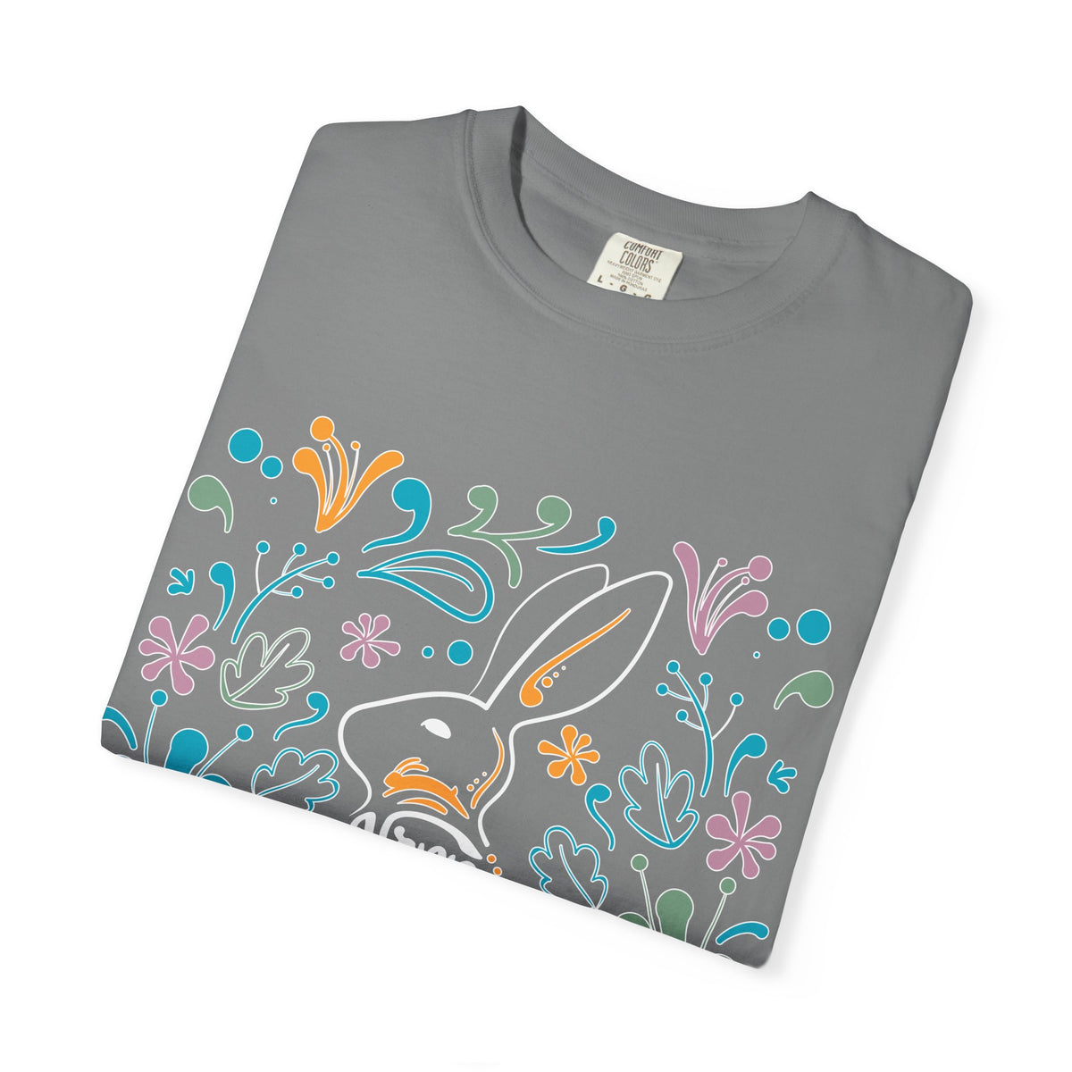 Easter Bunny Floral T-Shirt, Tee Shirt with Easter Signature, T Shirt with Easter Prints, Tee Shirt with Easter Design