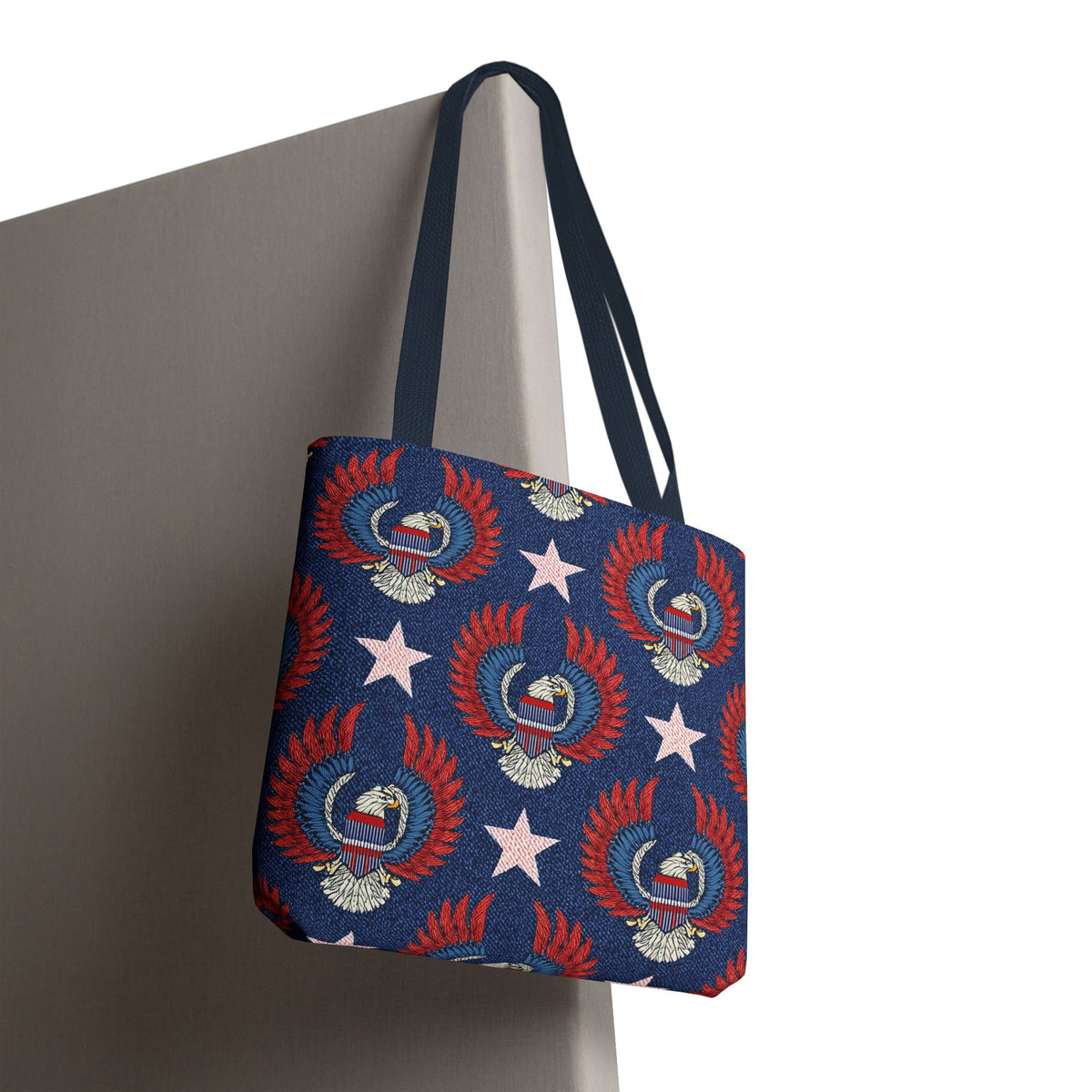 4th of July Graphic Denim Fabric Imitation Print Unisex Canvas Bag Poly Spun 3 Sizes Tote Bag 200-4