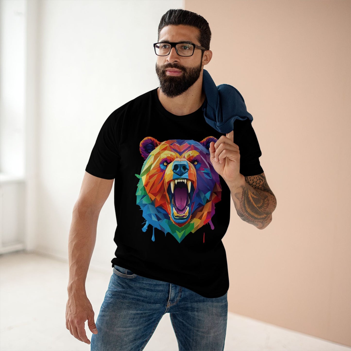 Bear Graphic Unisex 100 Cotton Staple Tee with Animal Design Artwork 20
