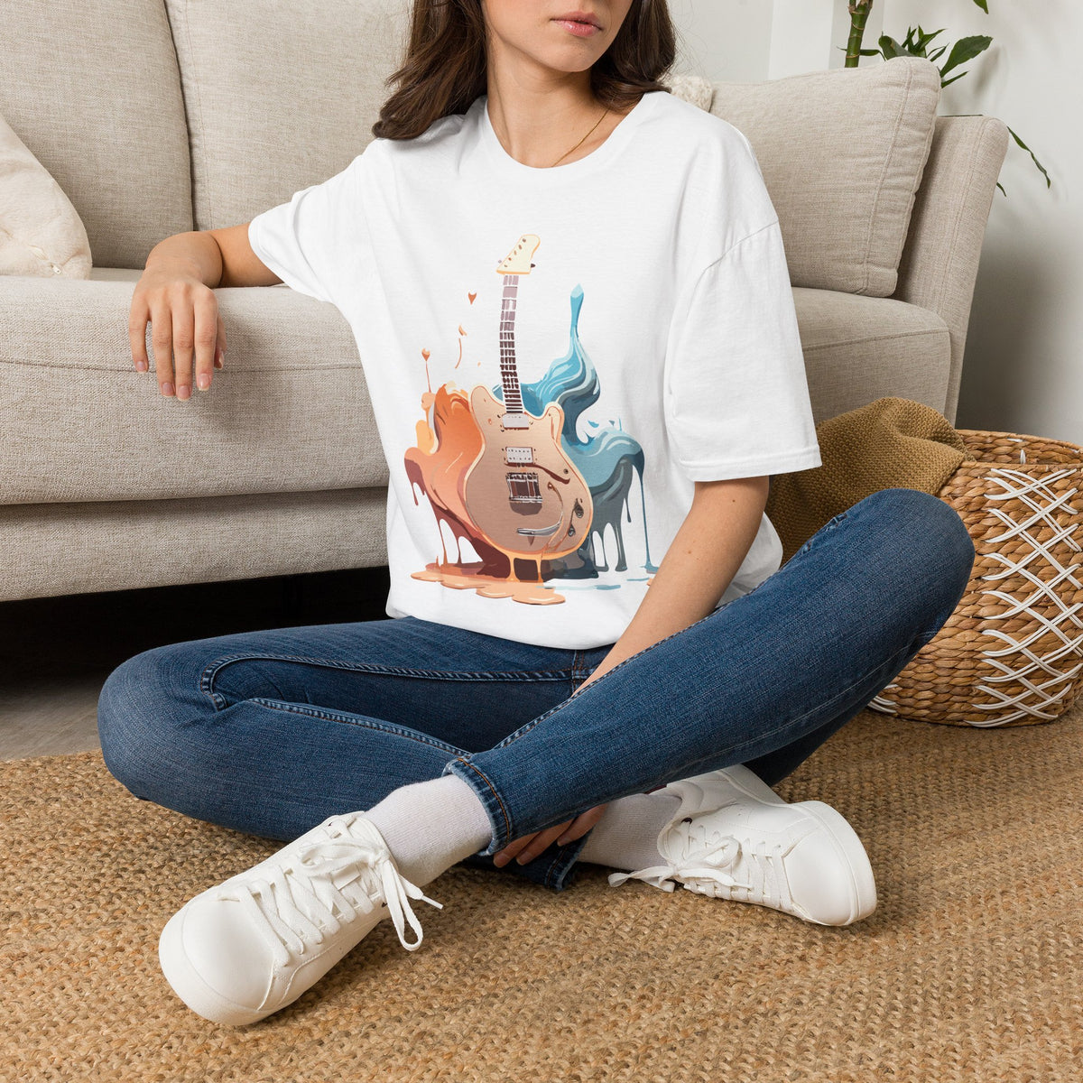 Liquid Paint Electric Guitar T-Shirt | Music Art, Colorful Guitar Tee