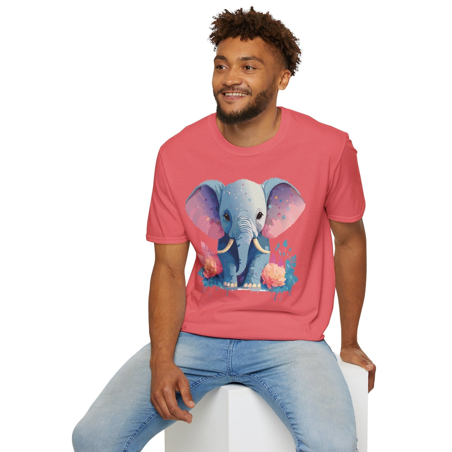 Elephant T Shirt For Adults Unisex Gildan Softstyle 64000 100 Percent Ring Spun Cotton Tee