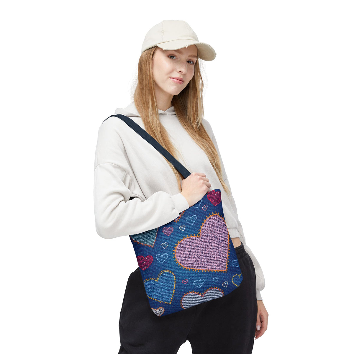 Love Day Graphic Design Denim Fabric Imitation Print Unisex Canvas Bag POLY 3 Sizes Tote Bag 201-27