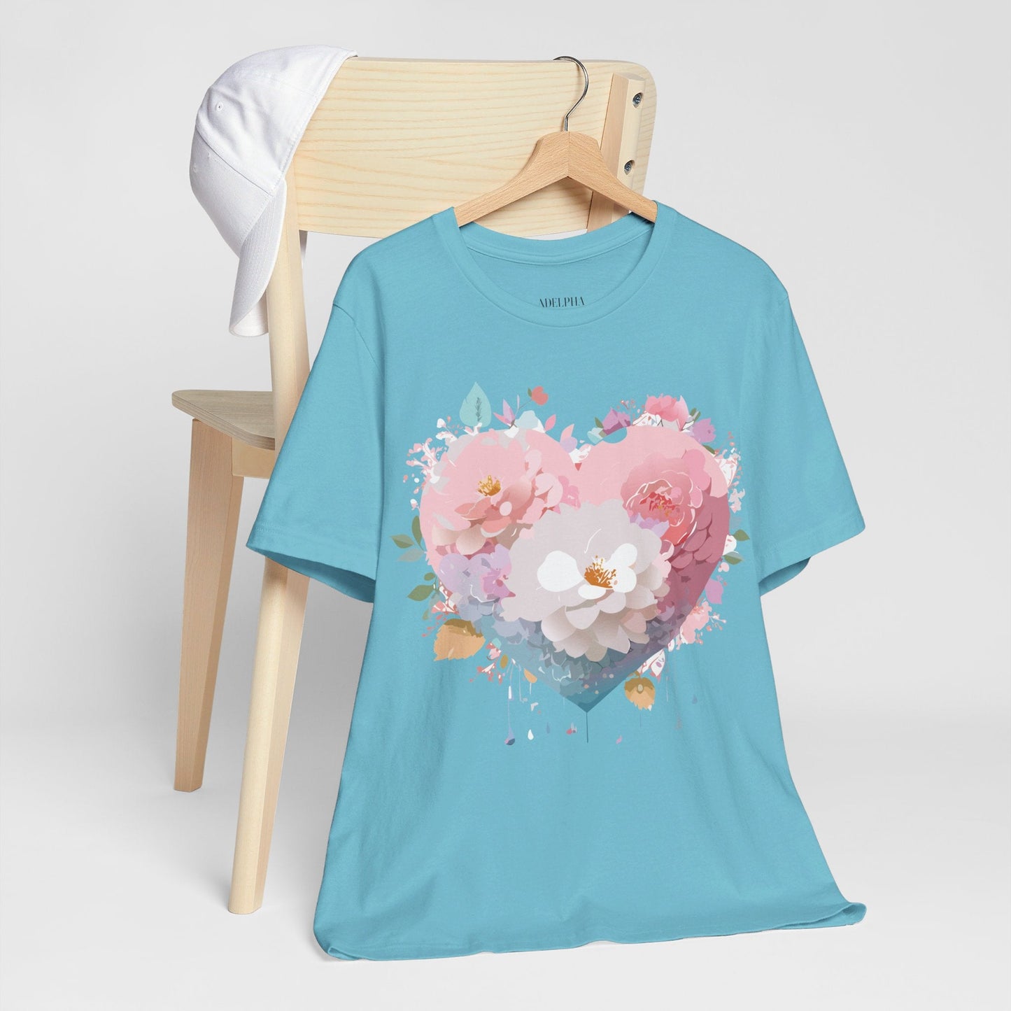 Valentine Day Graphic Unisex 100 Cotton Vintage Artwork with Love and Flower Design Tee 35