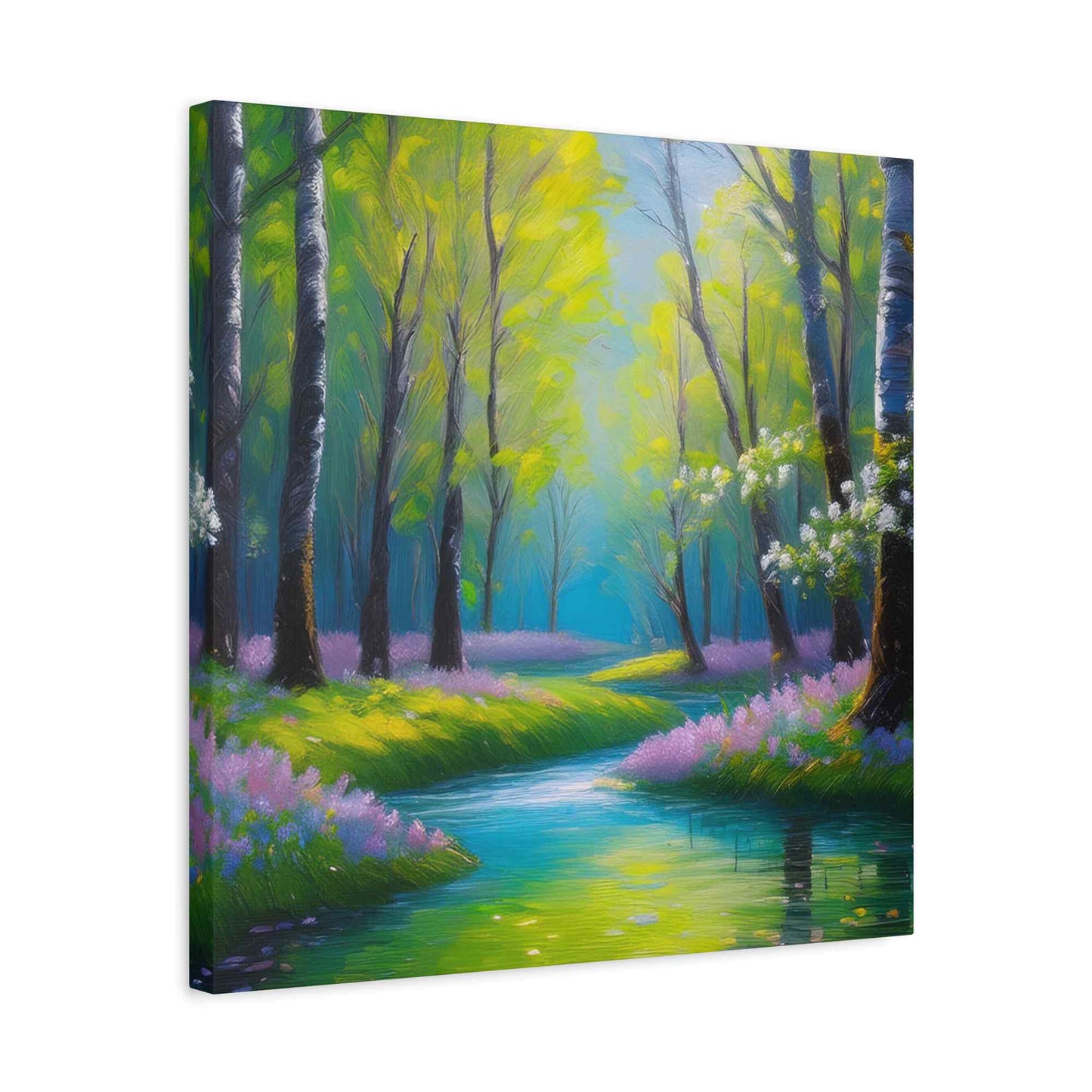 Spring Forest Print Canvas, Oil Paint Print 20x20, 24x24, 30x30, 32x32, 36x36 Art Design Print Pine-Wood Inner Frame MC-96