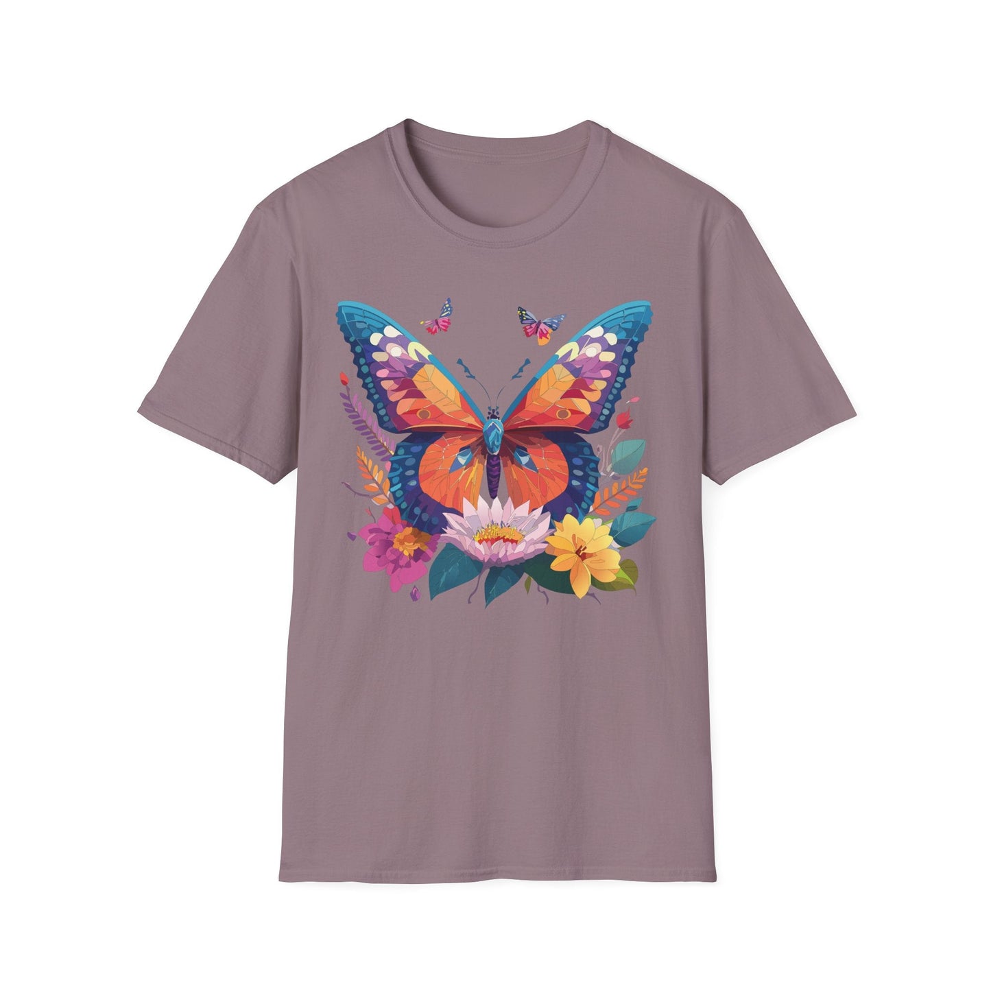 Butterfly Print Unisex T Shirt Softstyle 64000 Monarch Butterfly Themed Tee Ring Spun Cotton