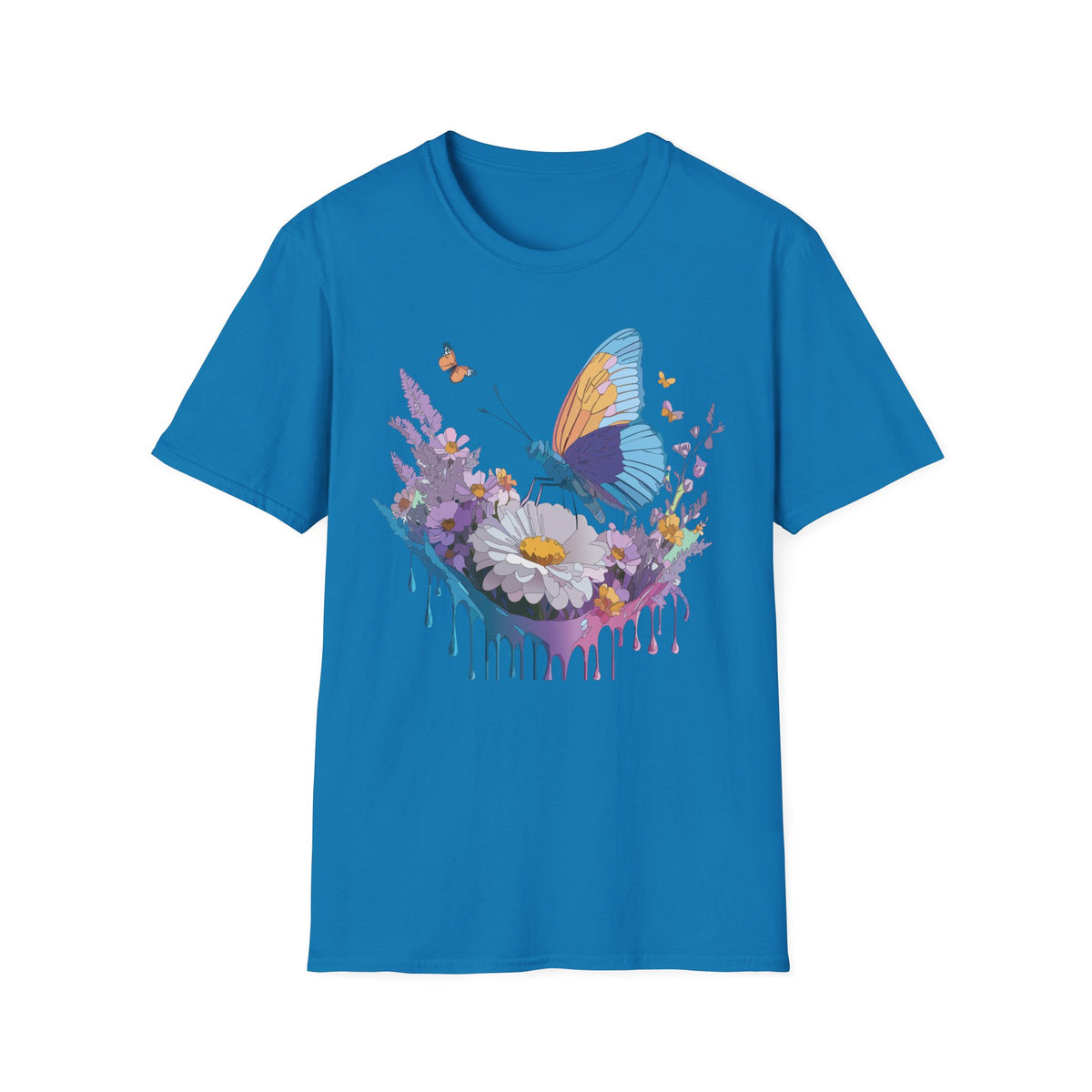 Butterfly and Wildflower Floral Graphic Tee Unisex 100 Cotton Gildan T-Shirt