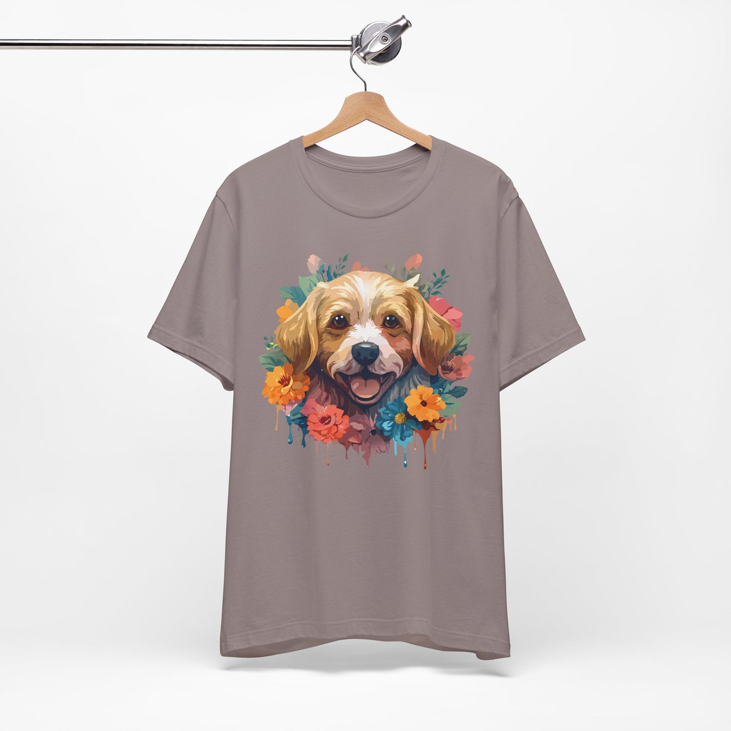 Floral Dog Tee, Animal Shirt, Dog Shirt, Floral Tee, Flower T-shirt, T-Shirt with Animal, Summer Top with Art Design