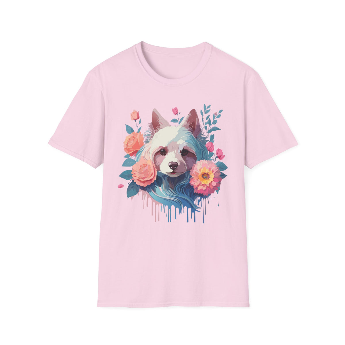 Watercolor Floral Dog Face T-Shirt | Floral Puppy Tee, Cute Pet Portrait Shirt