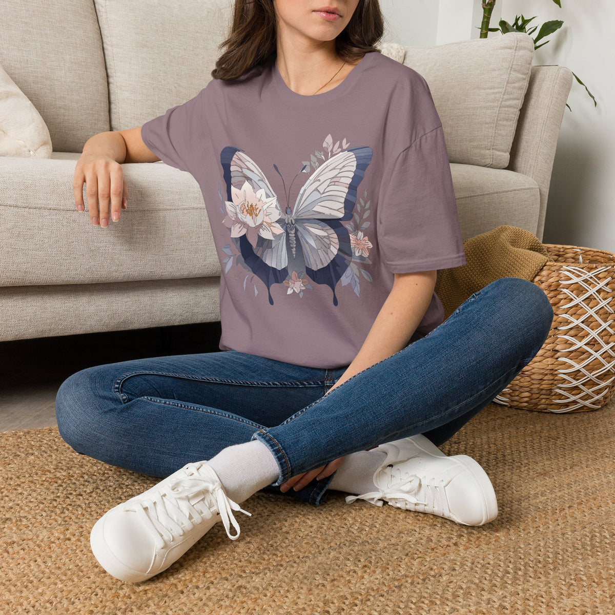 Floral Butterfly Flower Wings Graphic Design Unisex 100 Cotton Gildan T-Shirt