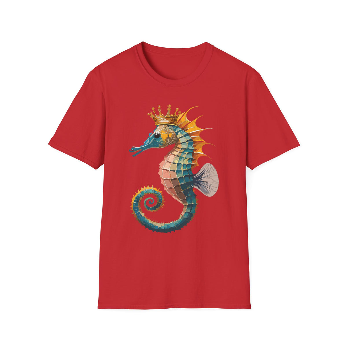 Crowned Seahorse T-Shirt | Colorful King Seahorse Illustration Tee