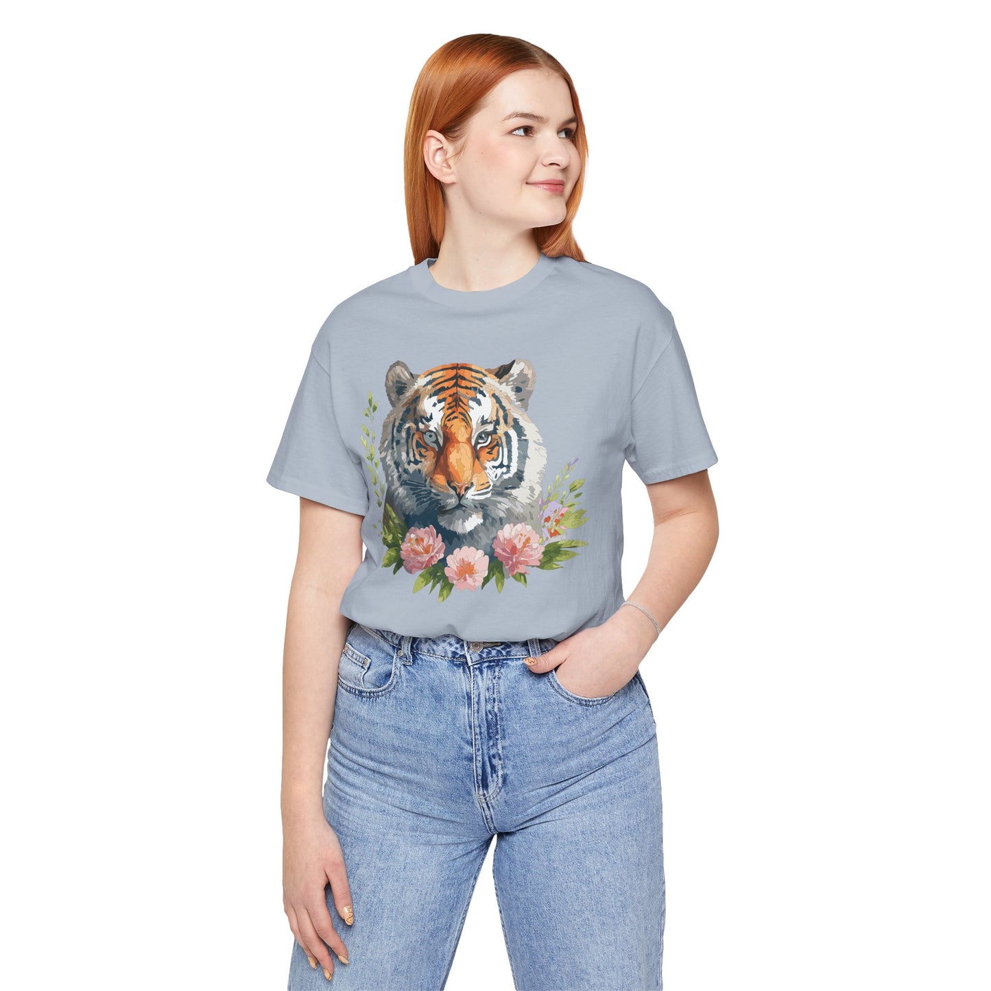 Floral Tiger Shirt, Animal Shirt, Tiger Tee, Unisex Tee, Floral T-shirt, T-Shirt with Animal