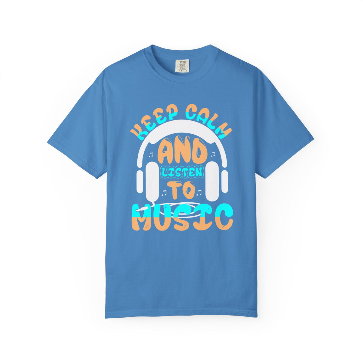 Keep Calm and Listen to Music T-Shirt Headphones Graphic Unisex Cotton Tee 055
