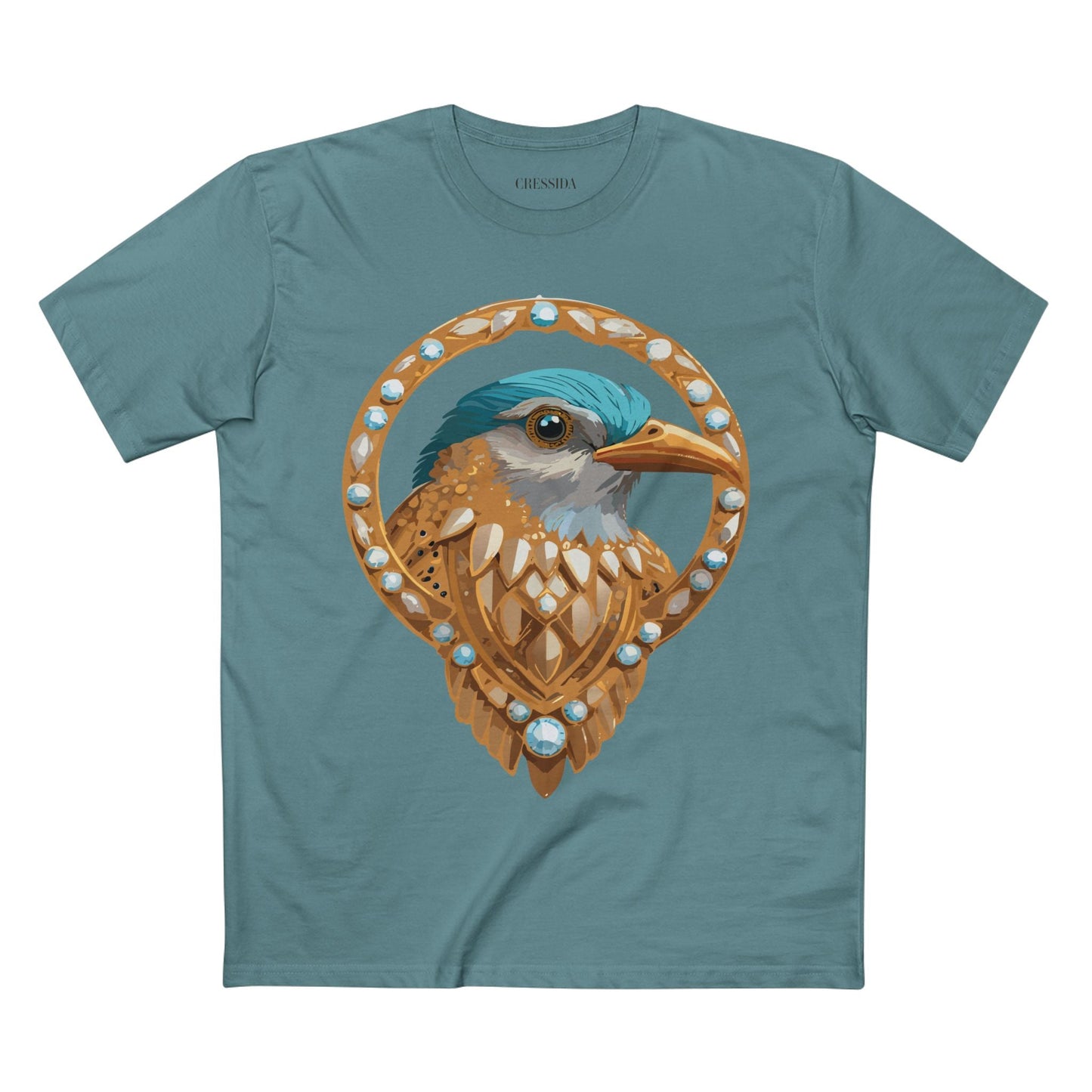 Bird Graphic Unisex 100 Cotton Tee With Unique Animal Golden Medallion Art Design 24