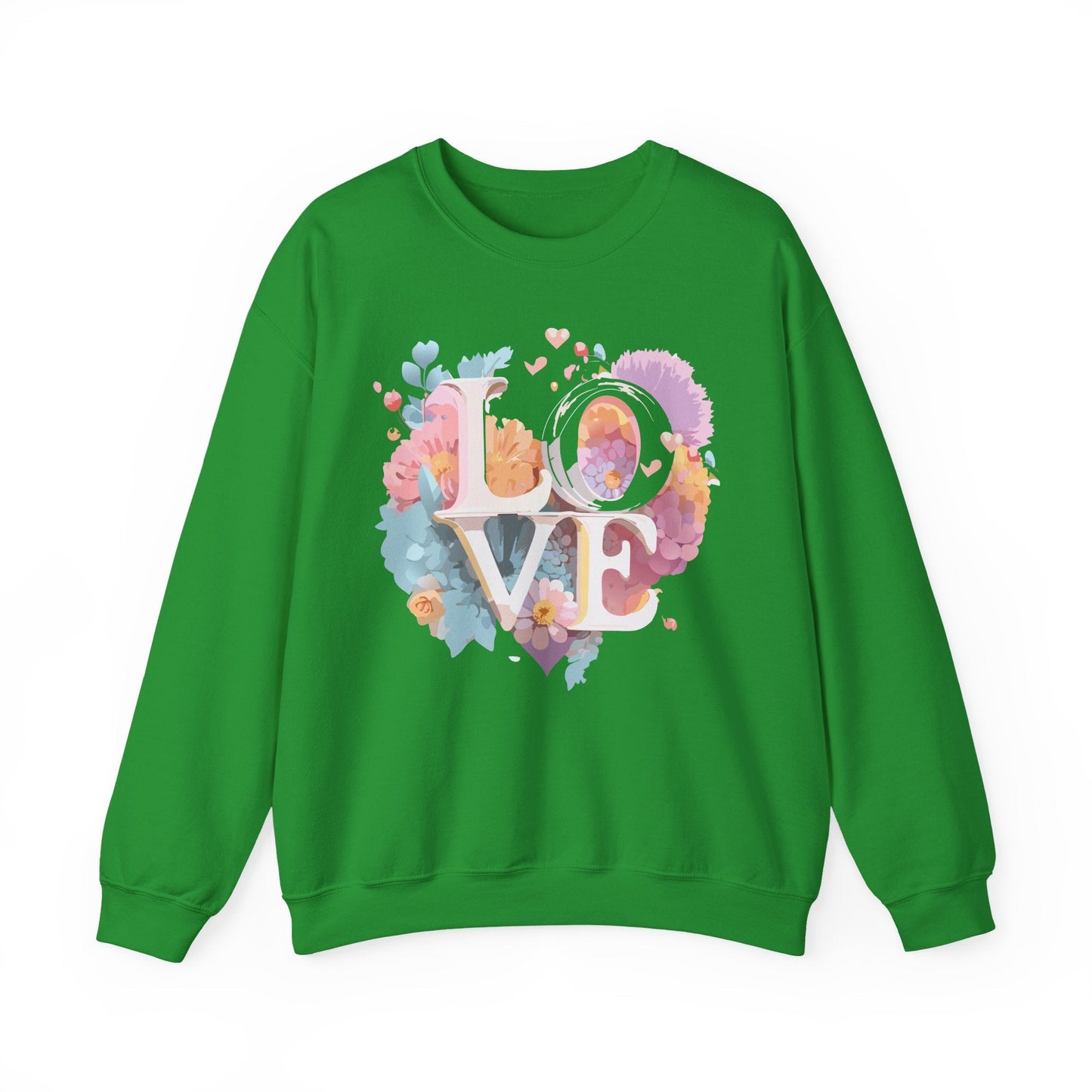 Floral Love Sweatshirt For Valentines Day Unisex Crewneck 50 50 Cotton Polyester Gildan 18000