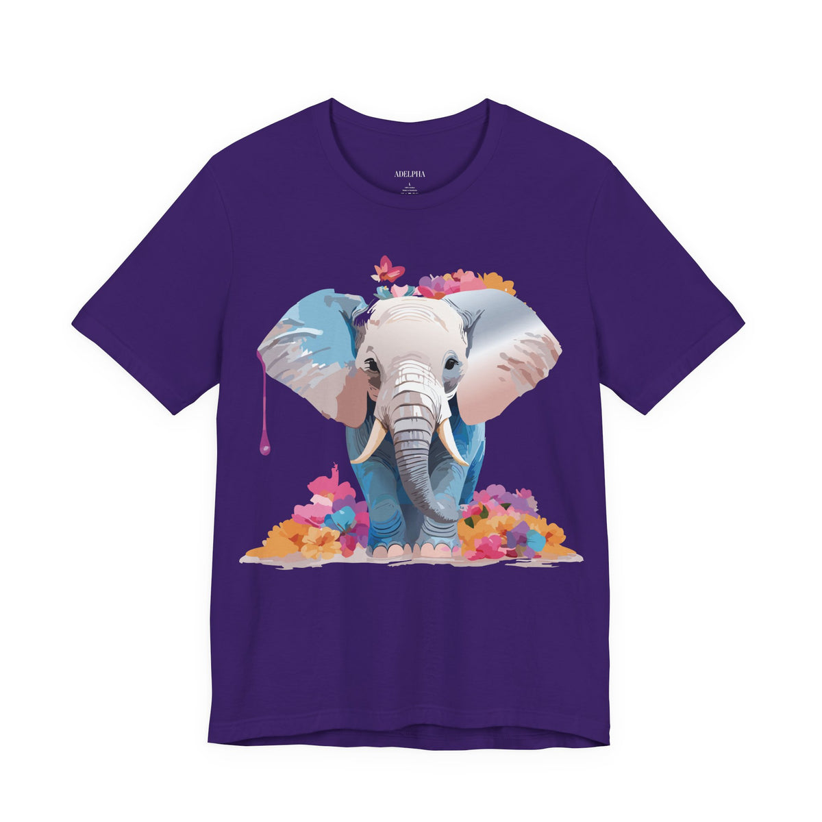 Elephant Graphic Unisex Cotton Bella+Canvas Tee with Art Animal Design e128