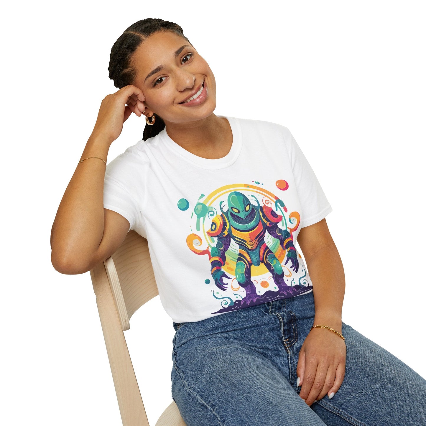 Alien Graphic Unisex Cotton Softstyle UFO Artwork Tee 11