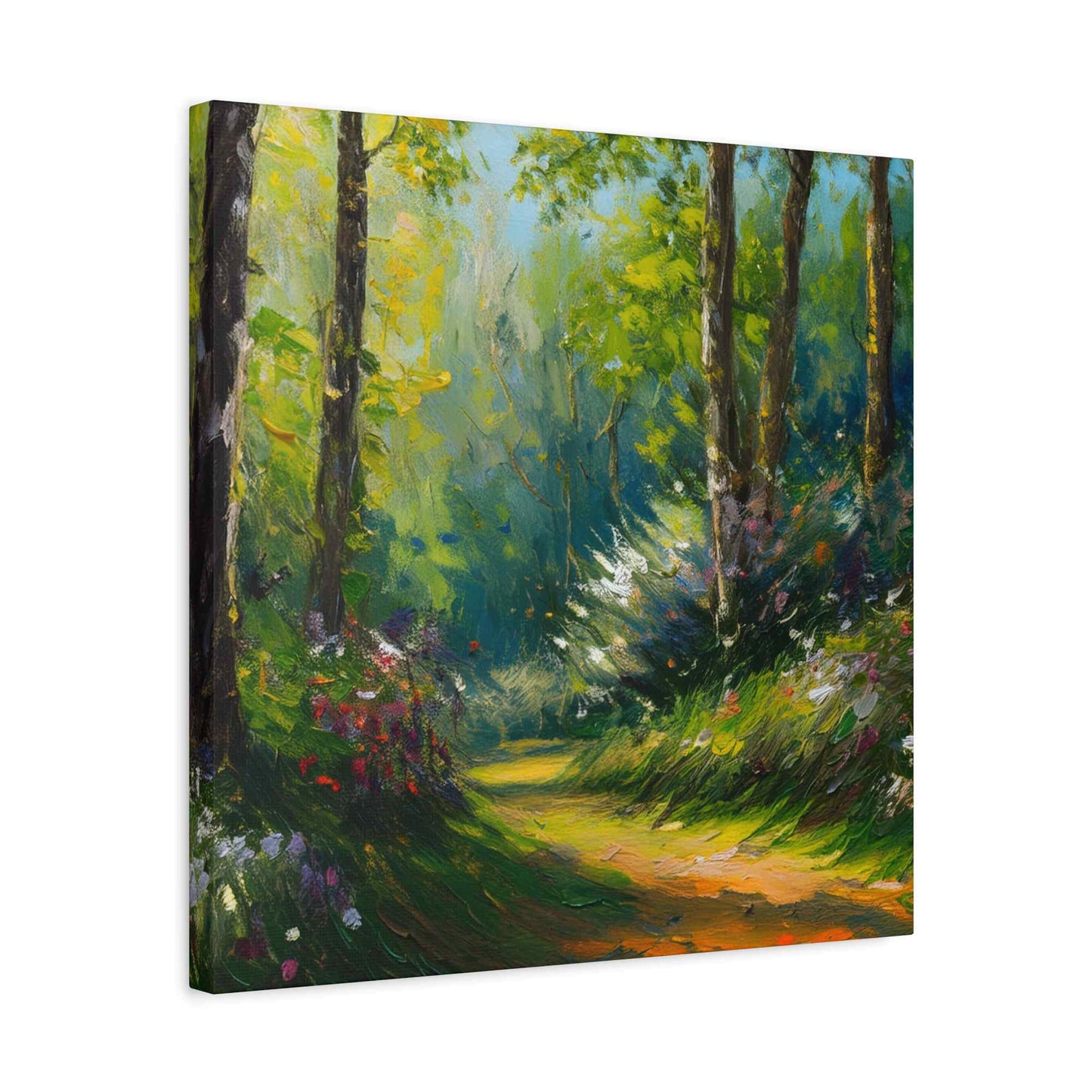 Summer Forest Print Canvas, Oil Paint Print 20x20, 24x24, 30x30, 32x32, 36x36 Art Design Print Pine-Wood Inner Frame MC-88