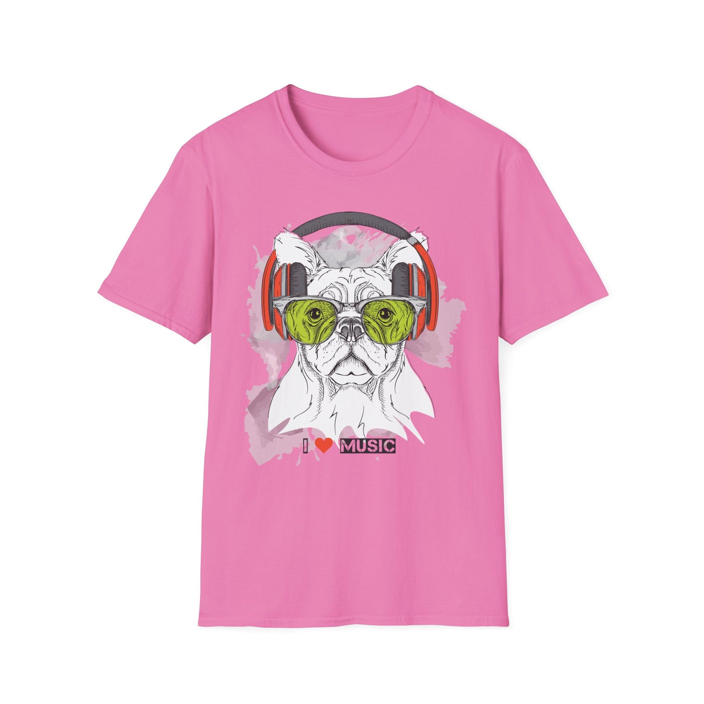 Music Lover French Bulldog T-Shirt Unisex Cotton Short Sleeves I Music Graphic Tee