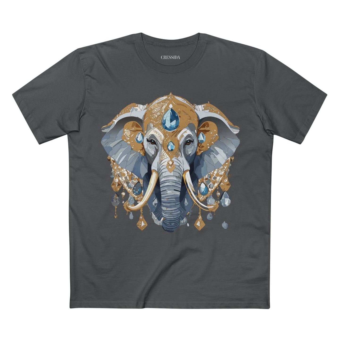 Elephant Graphic Unisex 100 Cotton Tee With Unique Animal Golden Medallion Art Design 36
