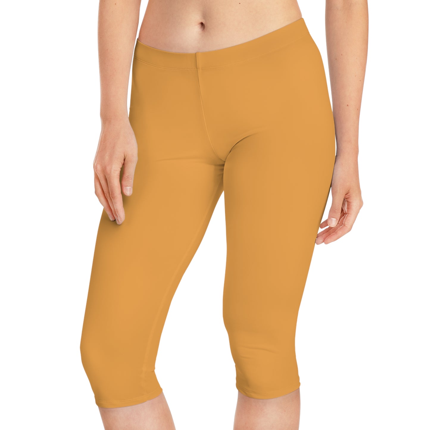 Orange Color Capri Leggings, Orange Capri Leggings 8