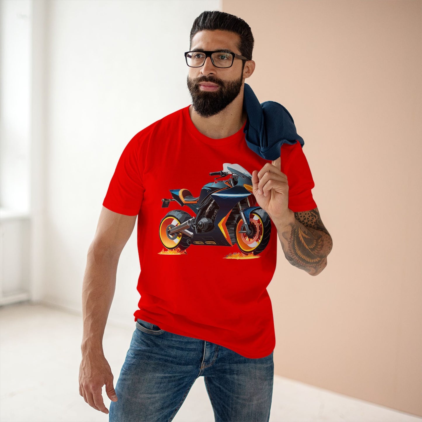 Moto Bike Graphic Unisex 100 Cotton Staple Tee 25