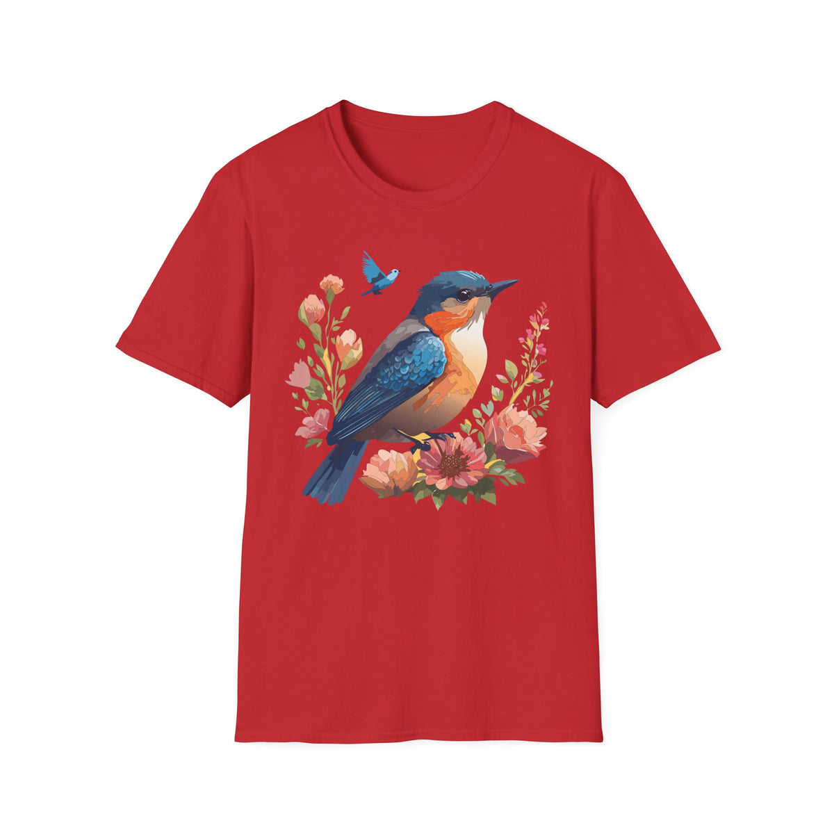 Colorful Kingfisher Bird T-Shirt | Floral Watercolor Nature Design