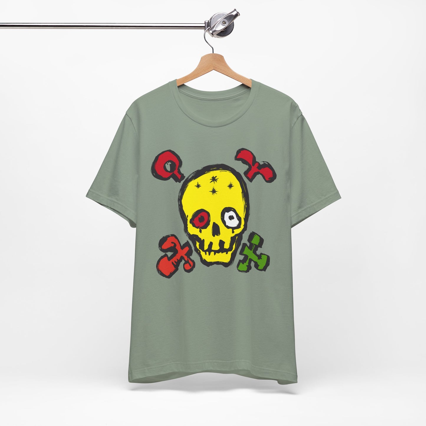 Yellow Skull Graphic Design Tee, Skull Shirt, Vintage Tees, Art Design T-Shirt, Vintage Graphic Tee, Art Shirts with Skulls