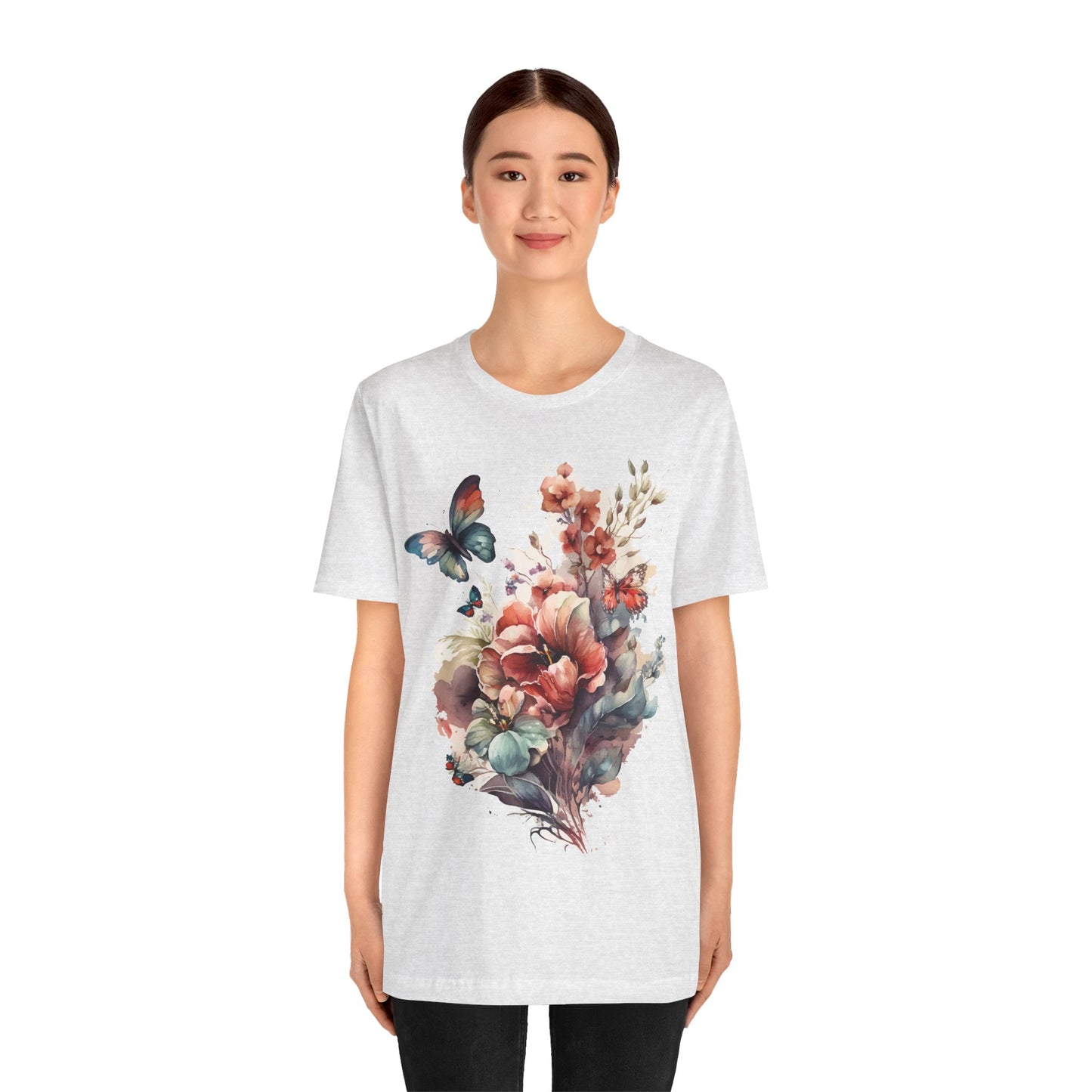 Cotton Tee Shirt with Butterfly Prints