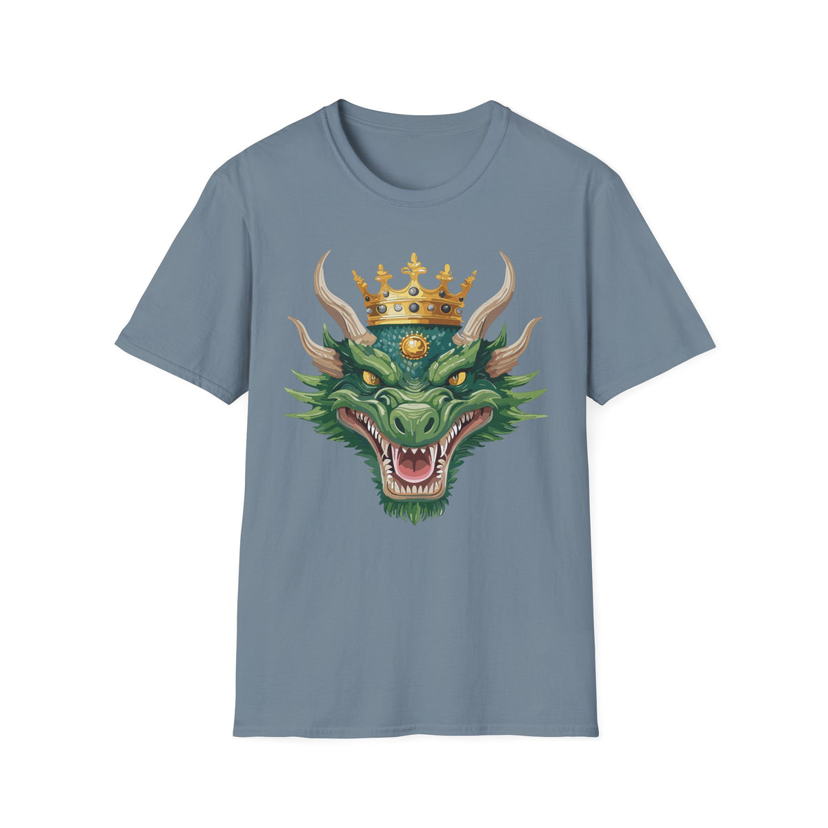 Green Dragon King crown T-Shirt | Mythical Fantasy Dragon head tee