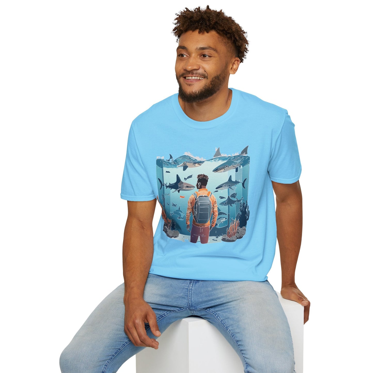 Ocean Themed Unisex Short Sleeve Tee Gildan Softstyle 64000 Ocean Inspired Art Design