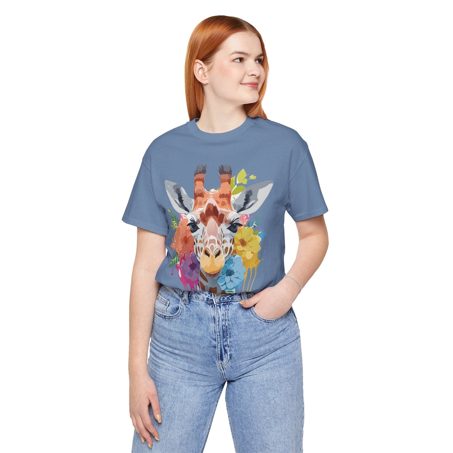 Giraffe Graphic Tee By Adelpha Unisex Vintage Inspired Art Design Short Sleeve Jersey Shirt