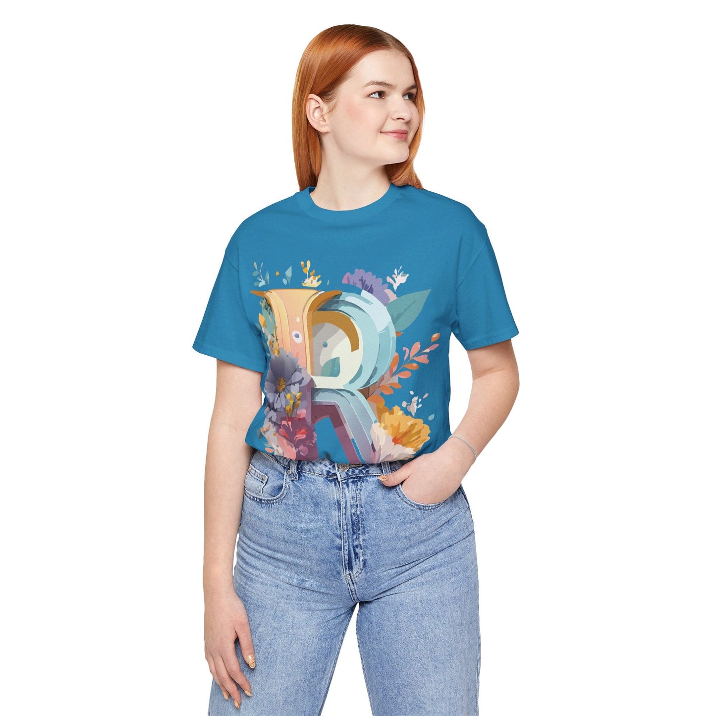 Letter R Graphic Tee Unisex Short Sleeve Vintage Inspired Shirt By Adelpha Art Design Tee