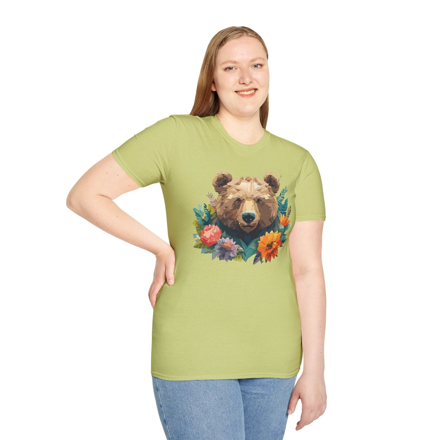 Bear T Shirt Unisex Softstyle Tee 100 Percent Ring Spun Cotton Gildan 64000 Comfortable