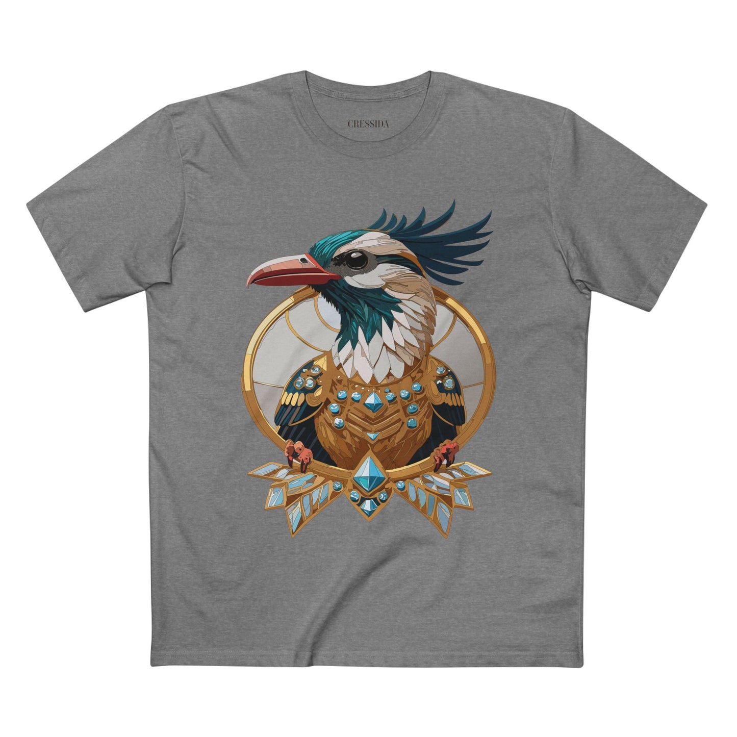 Bird Graphic Unisex 100 Cotton Tee With Unique Animal Golden Medallion Art Design 19
