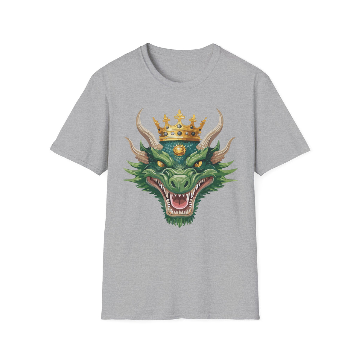 Green Dragon King crown T-Shirt | Mythical Fantasy Dragon head tee