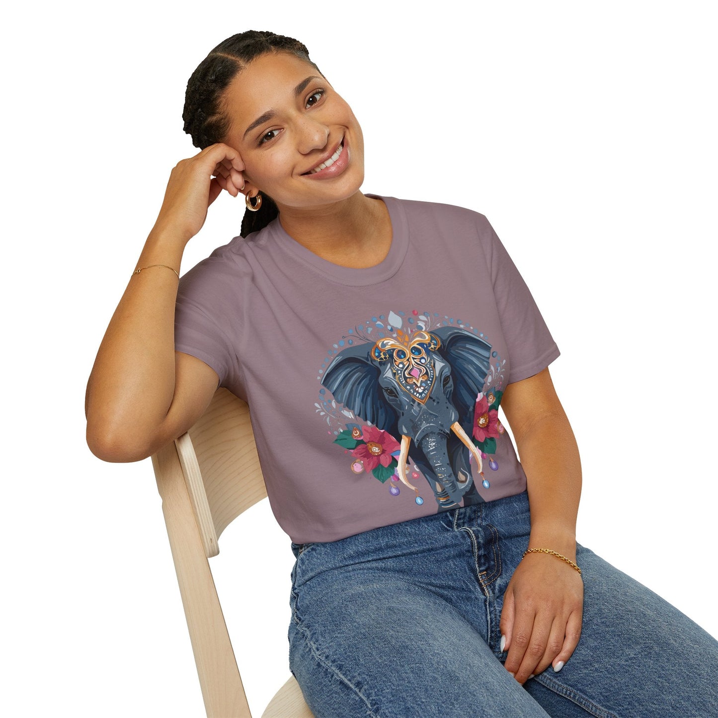 Elephant Graphic T Shirt Unisex Cotton Tee Softstyle Gildan 64000 Elephant Design