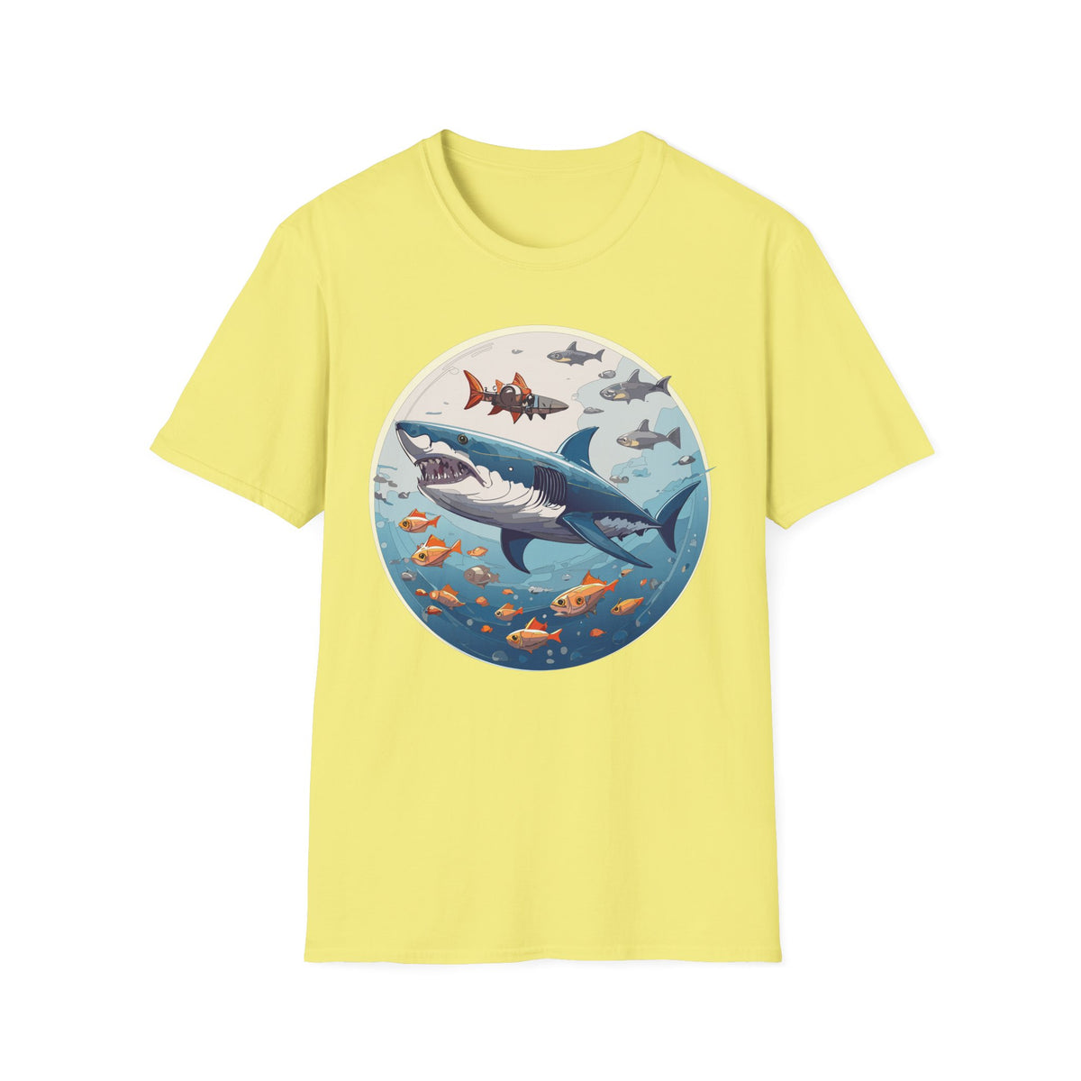 Great White Shark Circle Illustration T-Shirt | Ocean Sealife Sharks