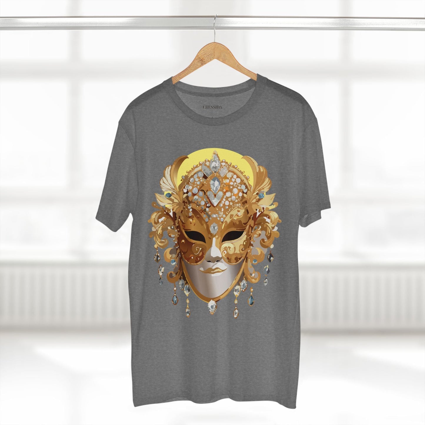 Carnival Mask Graphic T-Shirt Unisex 100 Cotton With Antique Gold Art Design Tee 7