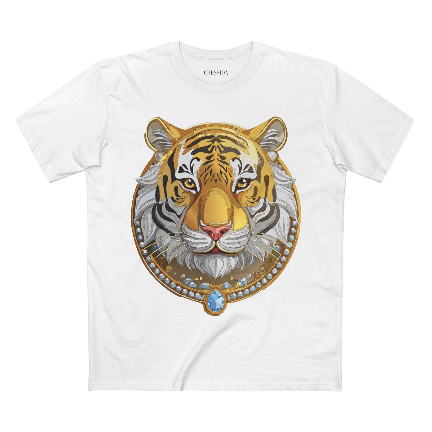 Tiger Graphic Unisex 100 Cotton Tee With Unique Animal Golden Medallion Art Design 4