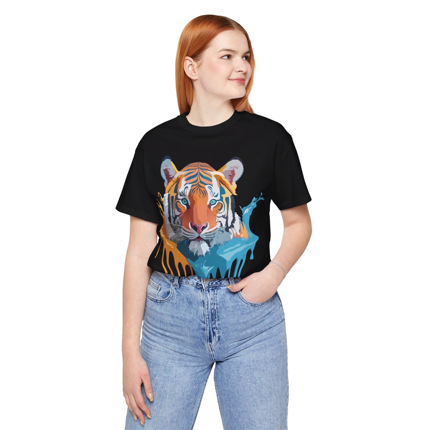 Tiger Graphic Tee Unisex Short Sleeve Shirt Featuring Vintage Inspired Artwork By Adelpha