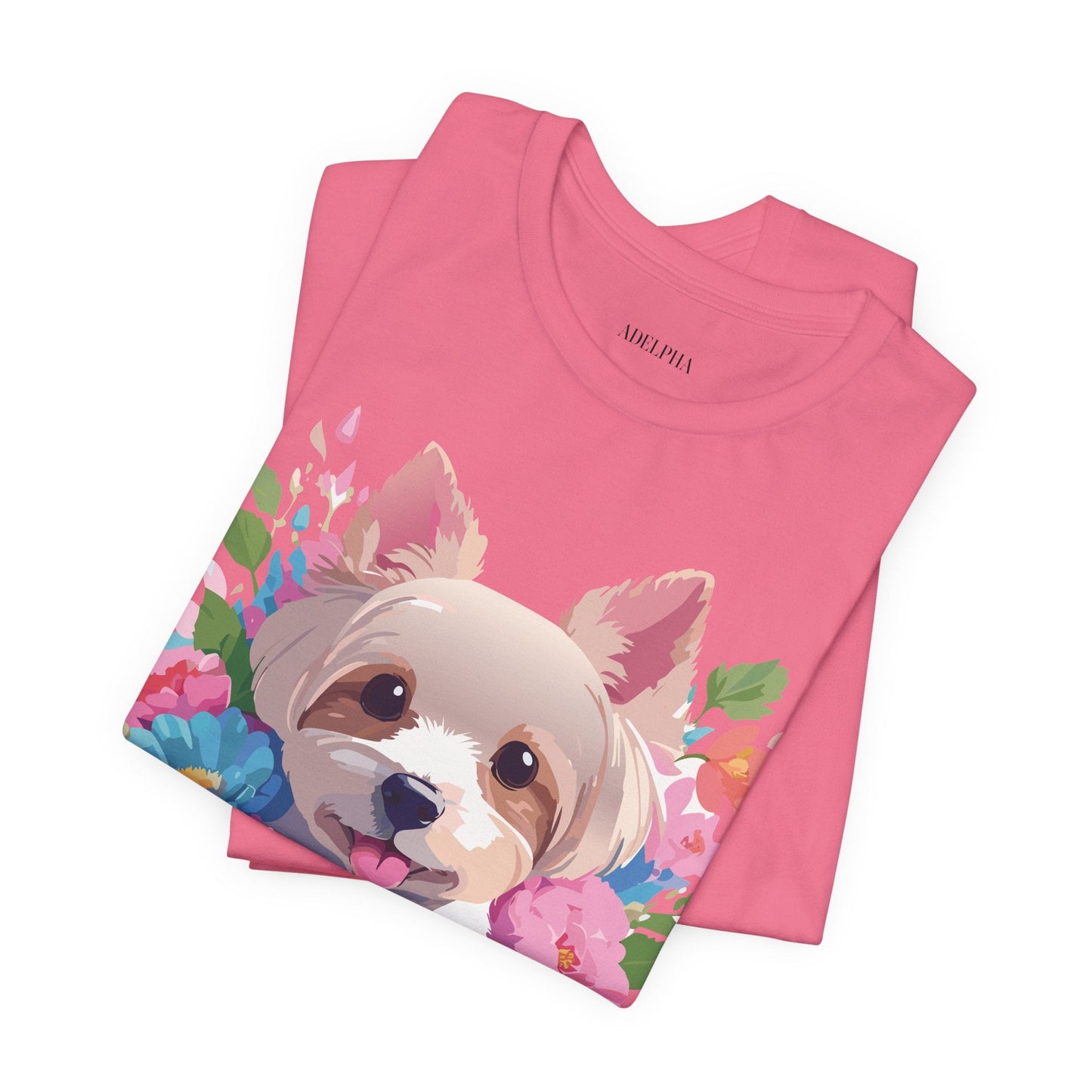 Unisex Graphic T Shirt With Original Adelpha Artwork Vintage Inspired Dog Design