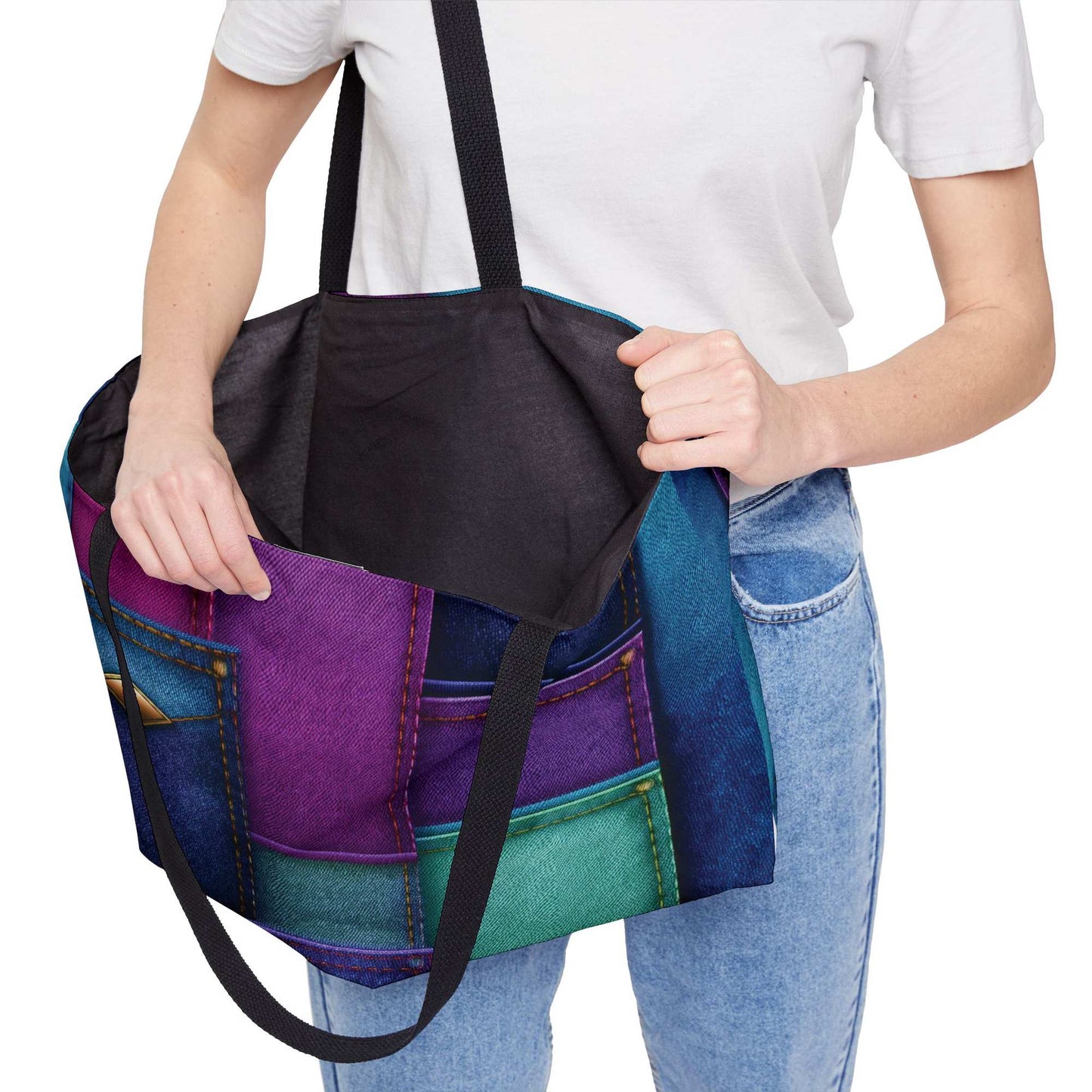 Denim Color Imitation Print Unisex  Yoga Bag  Spun Polyester 24x13 Canvas Gym Bag 32-2